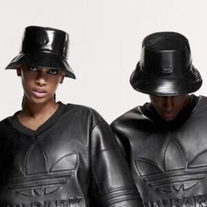 NWT Adidas Ivy Park Black Patent Leather Bucket Hat